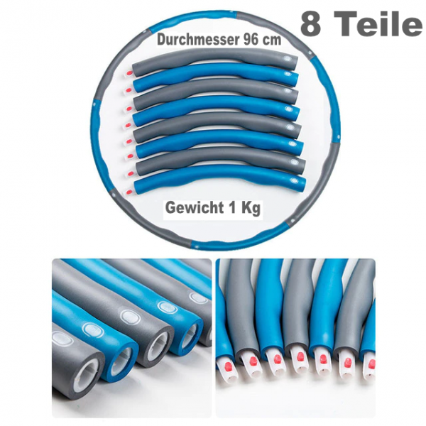 8 Teile Hula-Hoop Reifen - Blau/Grau